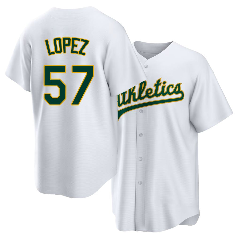 West Sacramento #57 Lopez Player Baseball Short Sleeve White Jersey Jacob For Men Women Youth Gift