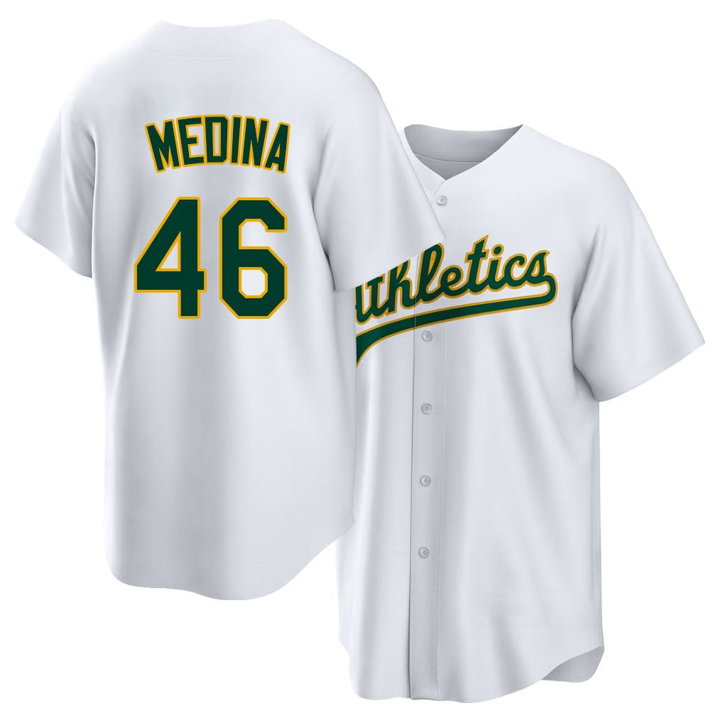 West Sacramento #46 Medina Player Baseball Short Sleeve White Jersey Luis For Men Women Youth Gift