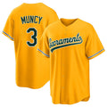 West Sacramento #3 Muncy Player Baseball Short Sleeve Gold Jersey Max For Men Women Youth Gift