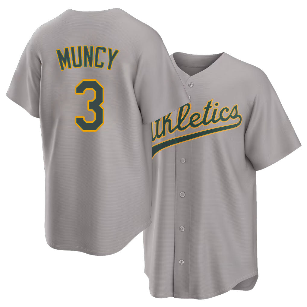 West Sacramento #3 Muncy Player Baseball Short Sleeve Gray Jersey Max For Men Women Youth Gift