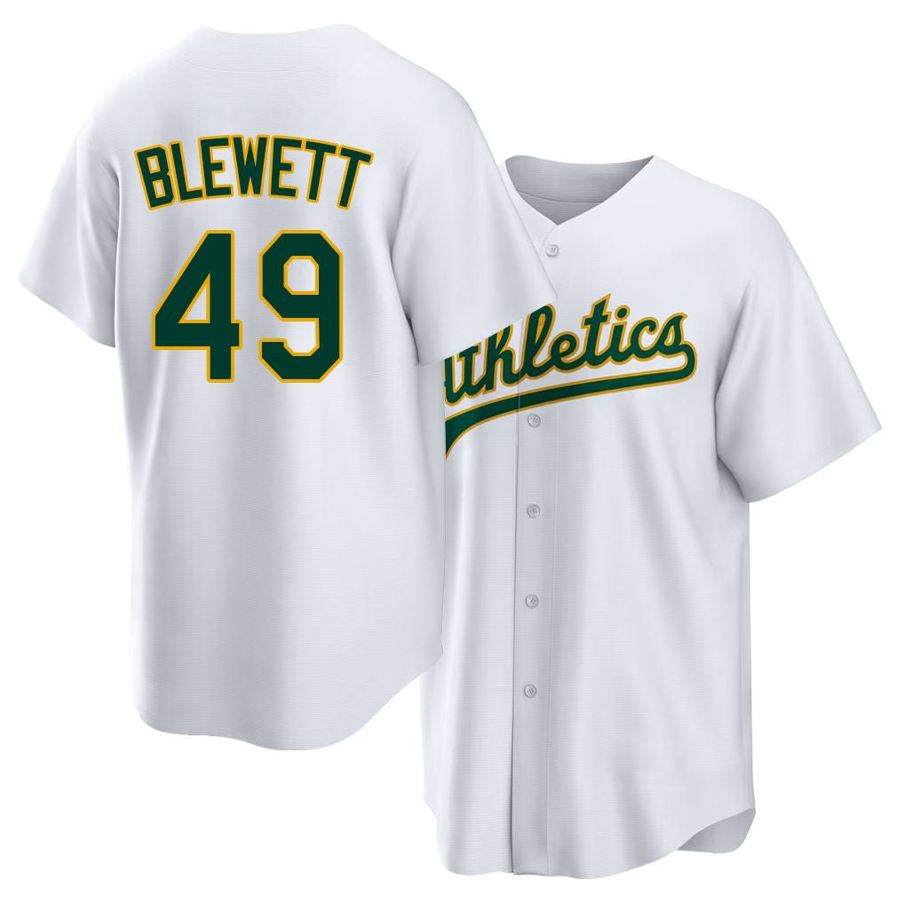 West Sacramento #49 Blewett Player Baseball Short Sleeve White Jersey Scott For Men Women Youth Gift