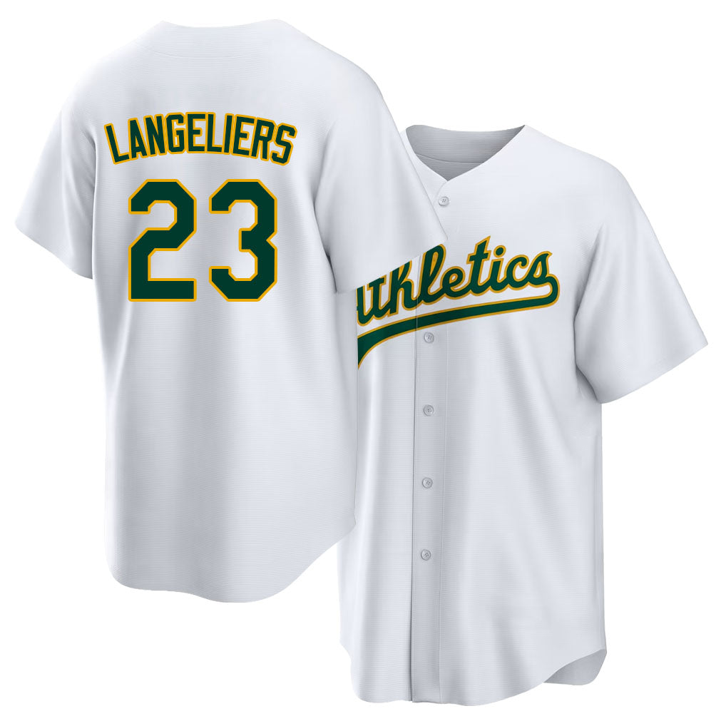 West Sacramento #23 Langeliers Player Baseball Short Sleeve White Jersey Shea For Men Women Youth Gift