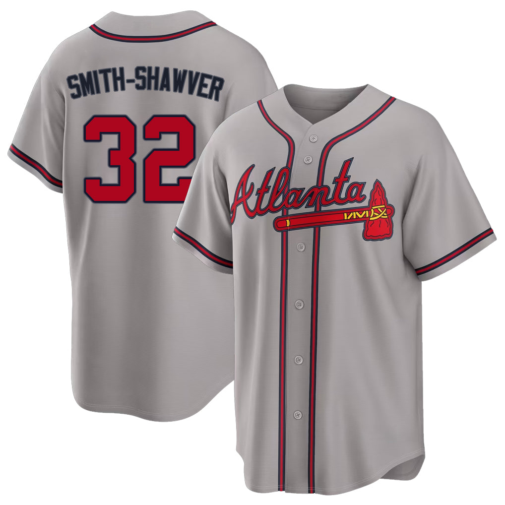 Atlanta #32 Smith-Shawver Player Baseball Short Sleeve gray Jersey AJ For Men Women Youth Gift