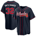 Atlanta #32 Smith-Shawver Player Baseball Short Sleeve Navy Jersey AJ For Men Women Youth Gift