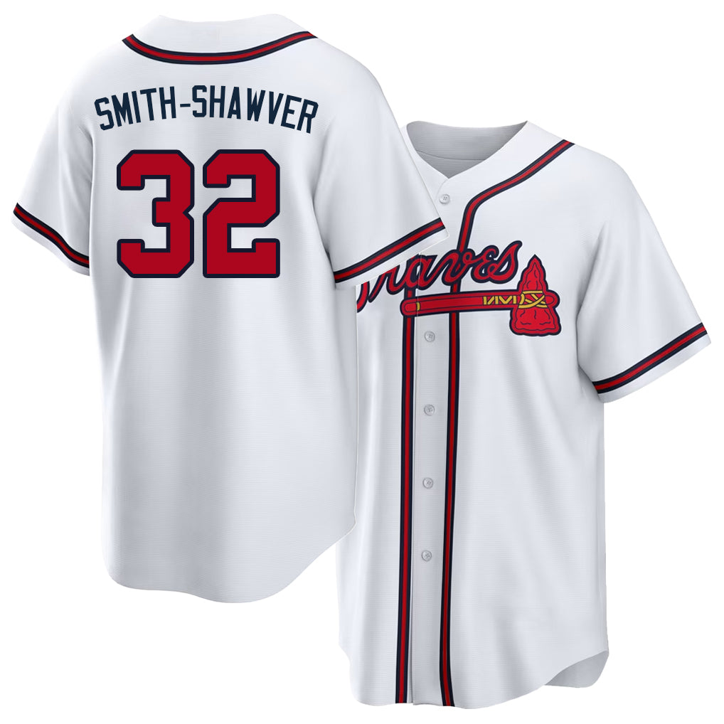 Atlanta #32 Smith-Shawver Player Baseball Short Sleeve White Jersey AJ For Men Women Youth Gift