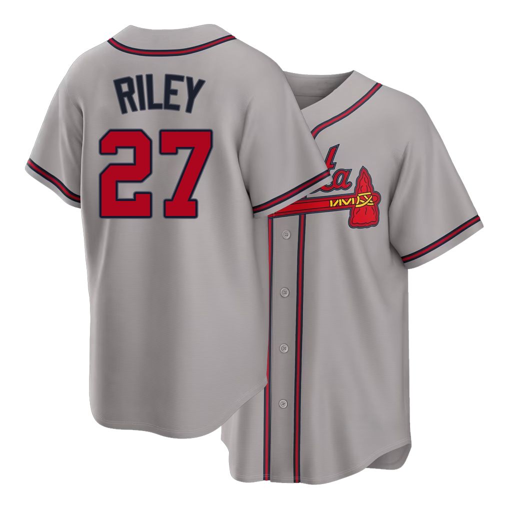 Atlanta #27 Riley Player Baseball Short Sleeve gray Jersey Austin For Men Women Youth Gift