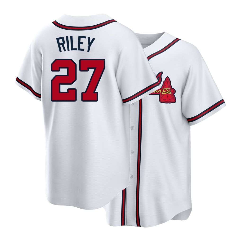 Atlanta #27 Riley Player Baseball Short Sleeve White Jersey Austin For Men Women Youth Gift