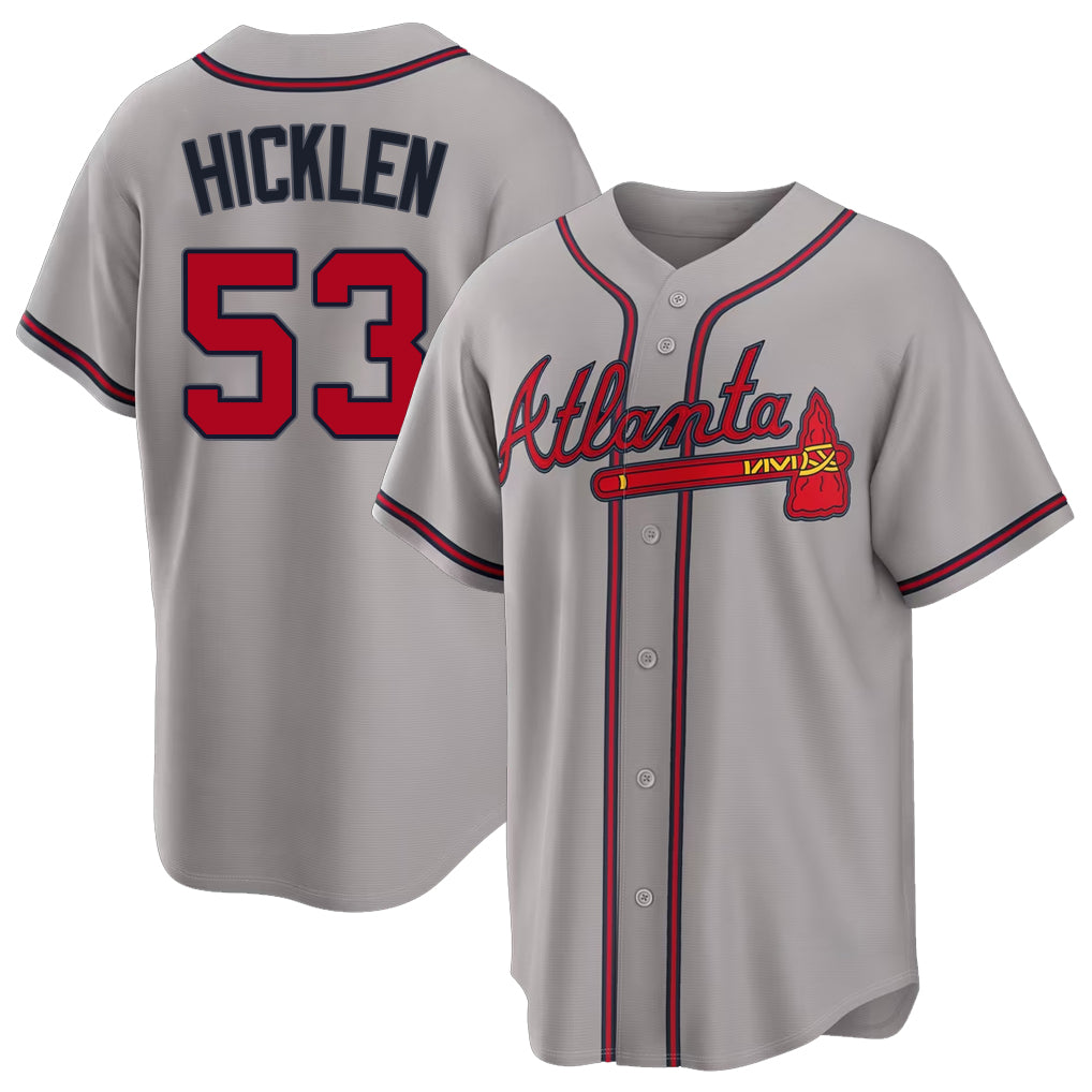 Atlanta #53 Hicklen Player Baseball Short Sleeve gray Jersey Brewer For Men Women Youth Gift