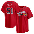 Atlanta #51 Sale Player Baseball Short Sleeve Red Jersey Chris For Men Women Youth Gift