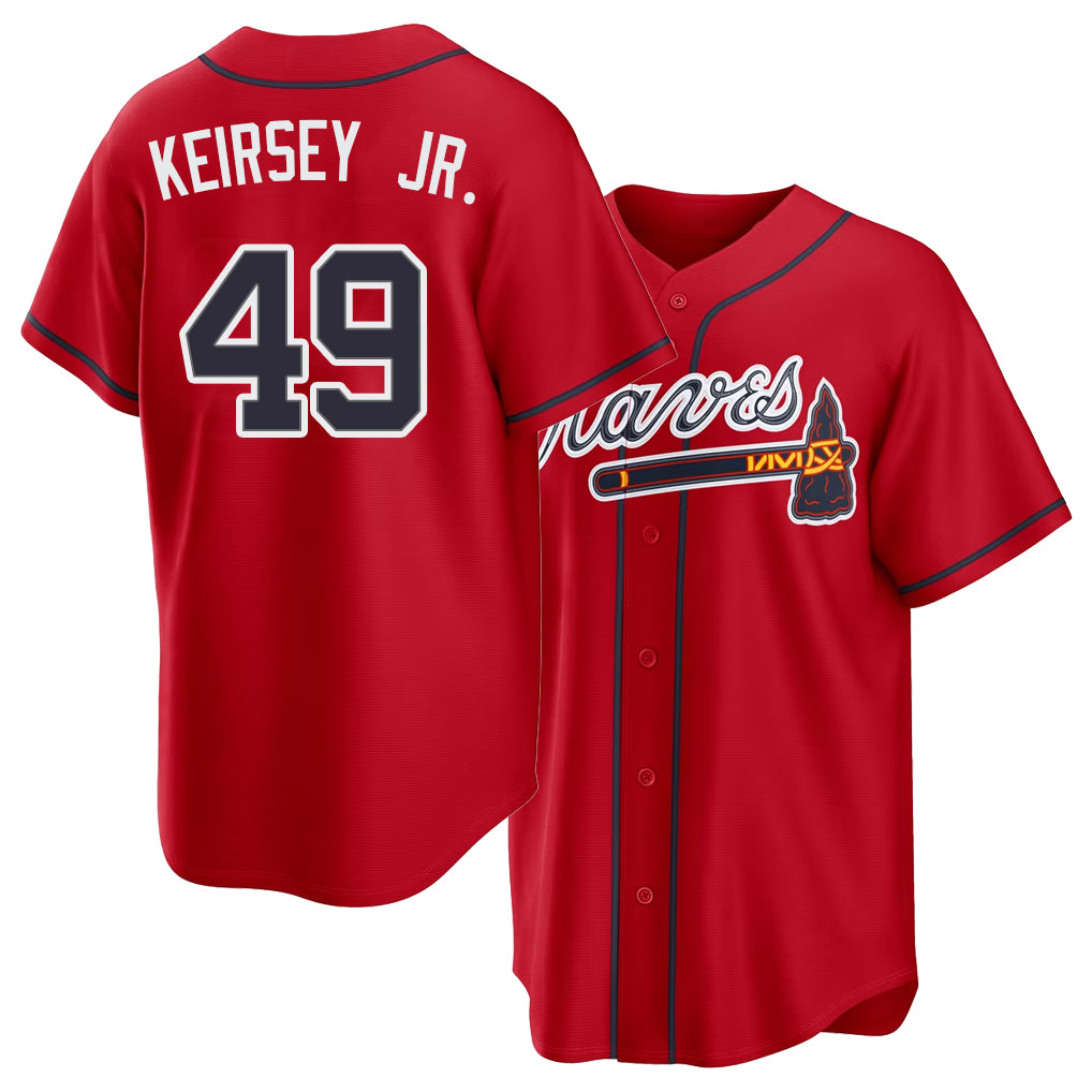 Atlanta #49 Keirsey Jr. Player Baseball Short Sleeve Red Jersey DaShawn For Men Women Youth Gift