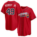 Atlanta #49 Keirsey Jr. Player Baseball Short Sleeve Red Jersey DaShawn For Men Women Youth Gift