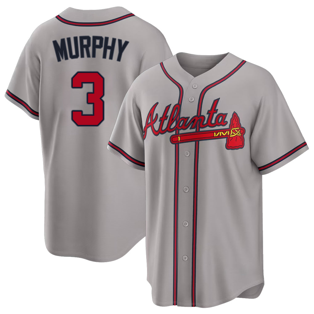 Atlanta #3 Murphy Player Baseball Short Sleeve gray Jersey Dale For Men Women Youth Gift