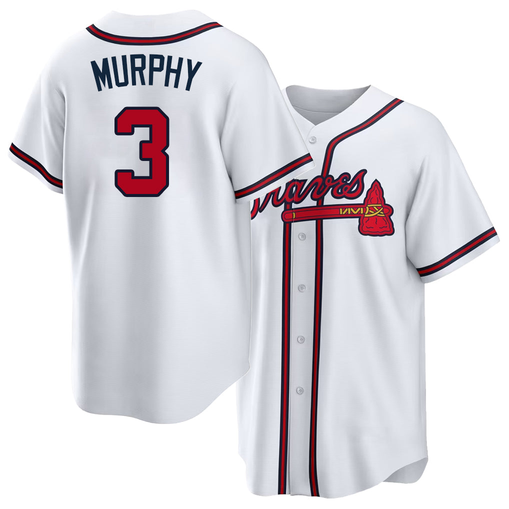 Atlanta #3 Murphy Player Baseball Short Sleeve White Jersey Dale For Men Women Youth Gift