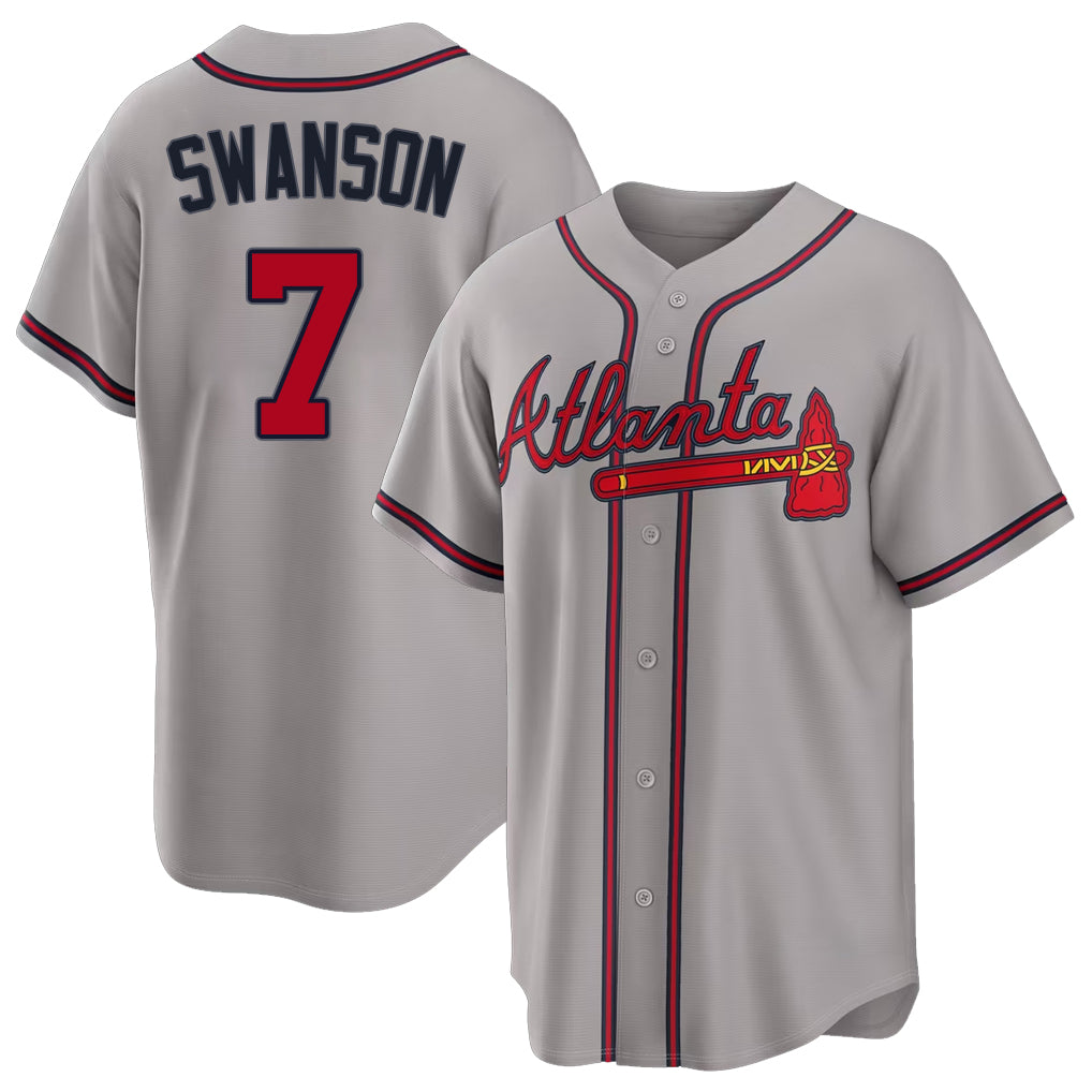 Atlanta #7 Swanson Player Baseball Short Sleeve gray Jersey Dansby For Men Women Youth Gift