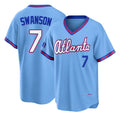 Atlanta #7 Swanson Player Baseball Short Sleeve Powder Blue Jersey Dansby For Men Women Youth Gift