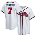 Atlanta #7 Swanson Player Baseball Short Sleeve White Jersey Dansby For Men Women Youth Gift