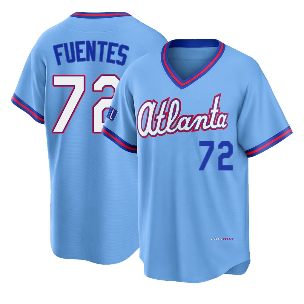 Atlanta #72 Fuentes Player Baseball Short Sleeve Powder Blue Jersey Didier For Men Women Youth Gift