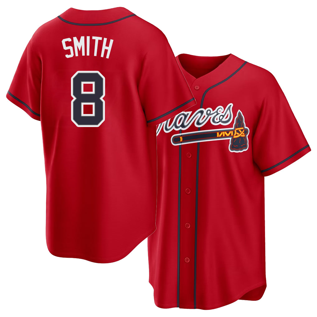 Atlanta #8 Smith Player Baseball Short Sleeve Red Jersey Dominic For Men Women Youth Gift