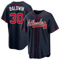 Atlanta #30 Baldwin Player Baseball Short Sleeve Navy Jersey Drake For Men Women Youth Gift