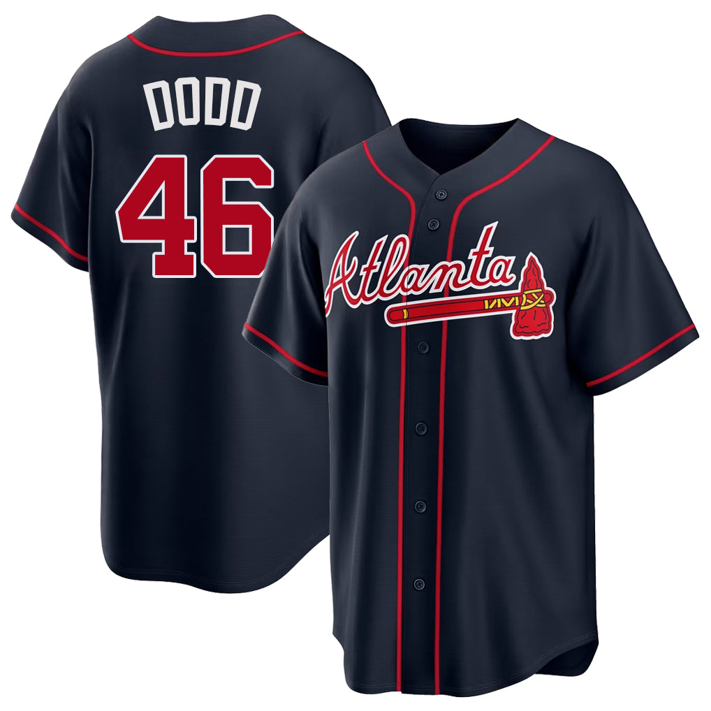 Atlanta #46 Dodd Player Baseball Short Sleeve Navy Jersey Dylan For Men Women Youth Gift