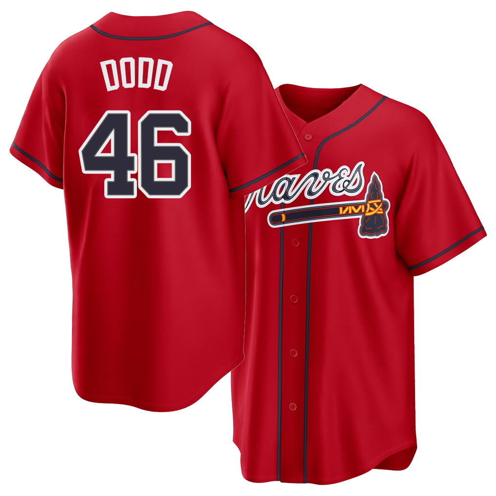 Atlanta #46 Dodd Player Baseball Short Sleeve Red Jersey Dylan For Men Women Youth Gift