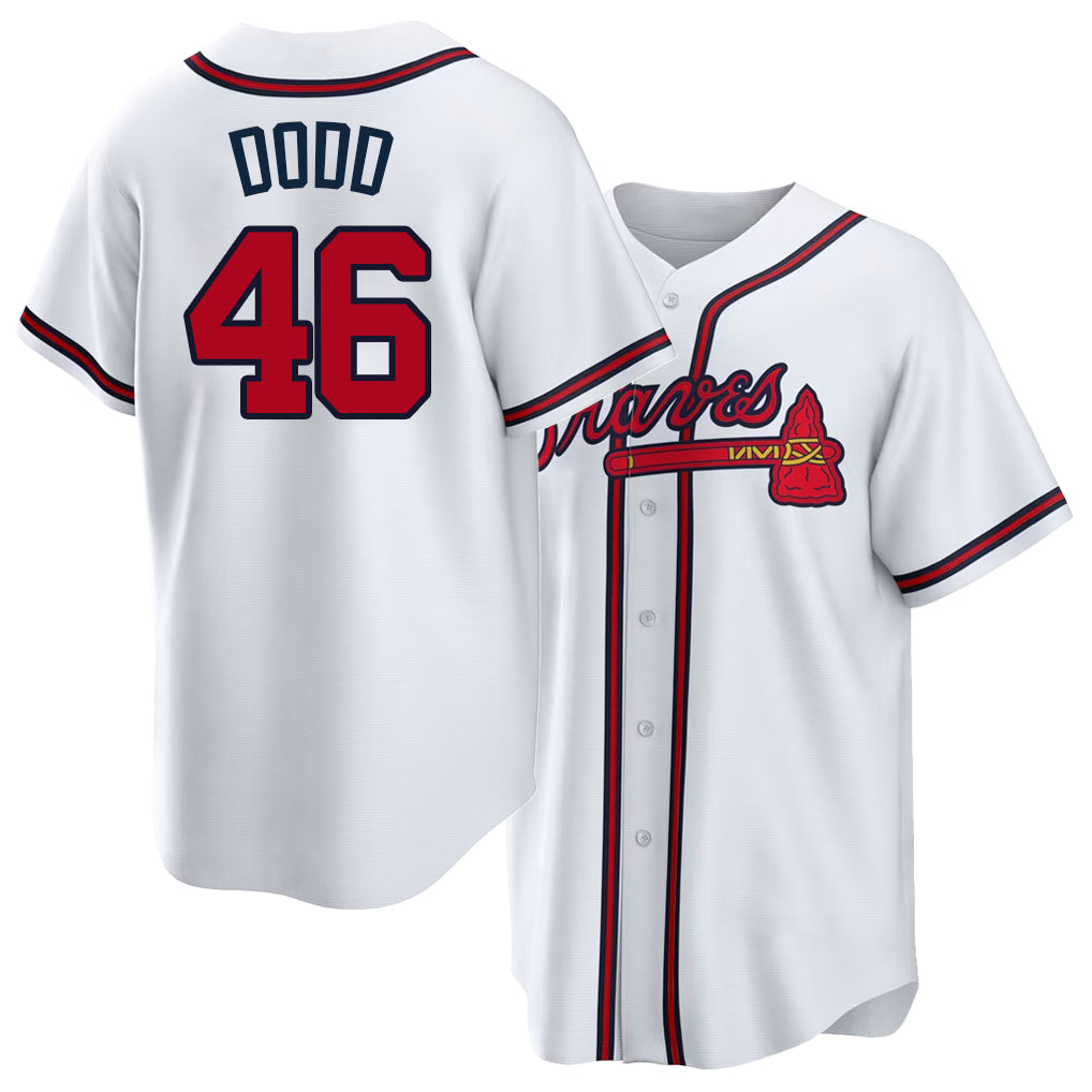 Atlanta #46 Dodd Player Baseball Short Sleeve White Jersey Dylan For Men Women Youth Gift