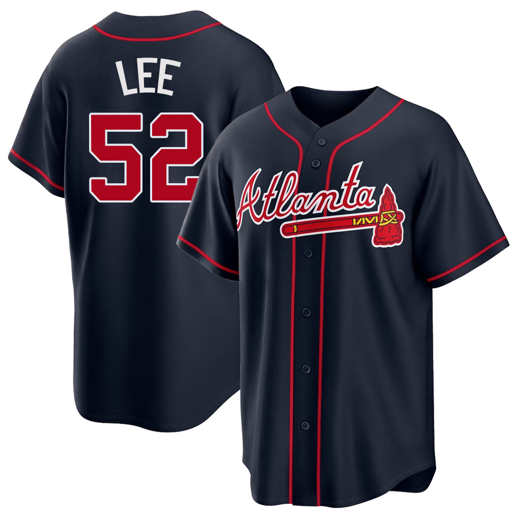 Atlanta #52 Lee Player Baseball Short Sleeve Navy Jersey Dylan For Men Women Youth Gift
