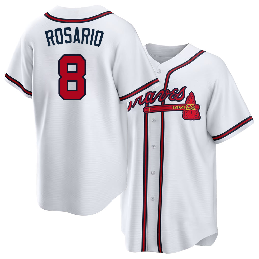 Atlanta #8 Rosario Player Baseball Short Sleeve White Jersey Eddie For Men Women Youth Gift