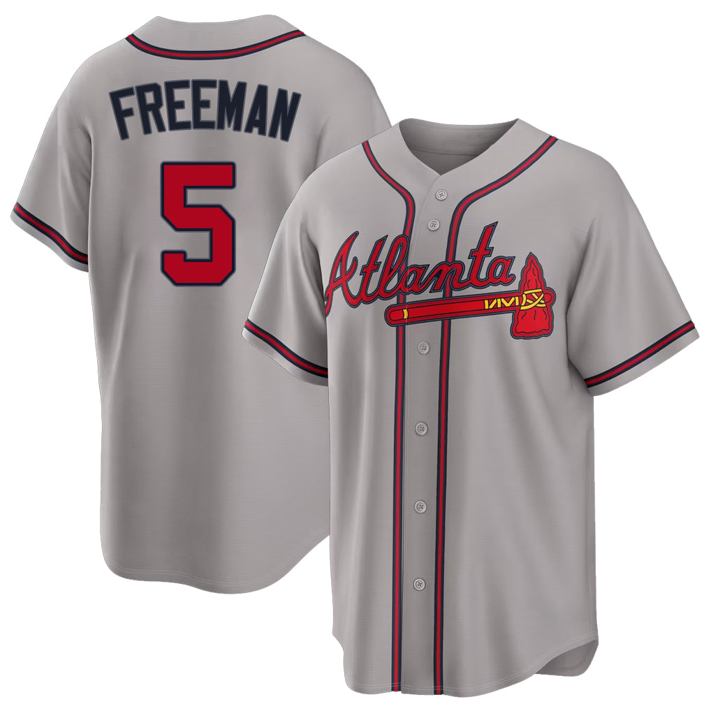Atlanta #5 Freeman Player Baseball Short Sleeve gray Jersey Freddie For Men Women Youth Gift