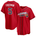 Atlanta #5 Freeman Player Baseball Short Sleeve Red Jersey Freddie For Men Women Youth Gift