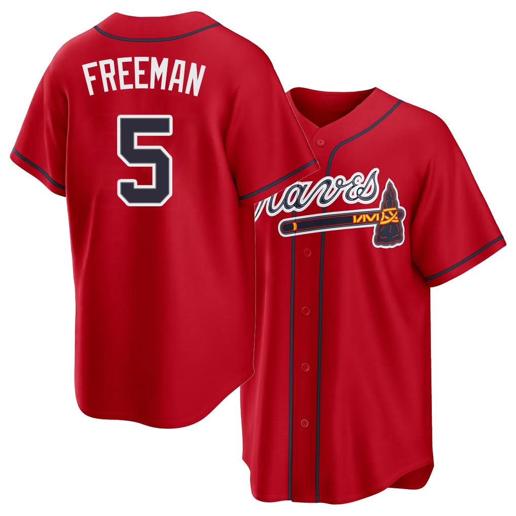 Atlanta #5 Freeman Player Baseball Short Sleeve Red Jersey Freddie For Men Women Youth Gift