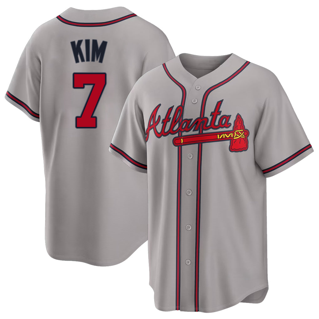 Atlanta #7 Kim Player Baseball Short Sleeve gray Jersey Ha-Seong For Men Women Youth Gift