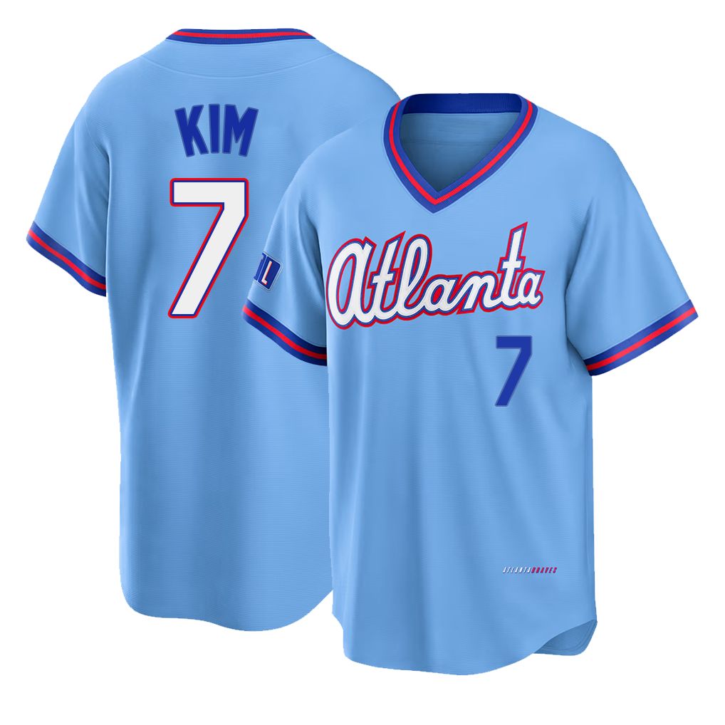 Atlanta #7 Kim Player Baseball Short Sleeve Powder Blue Jersey Ha-Seong For Men Women Youth Gift