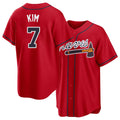 Atlanta #7 Kim Player Baseball Short Sleeve Red Jersey Ha-Seong For Men Women Youth Gift