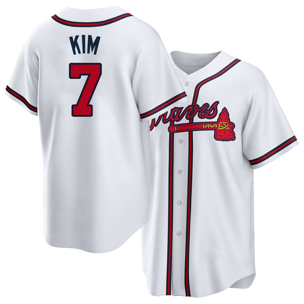 Atlanta #7 Kim Player Baseball Short Sleeve White Jersey Ha-Seong For Men Women Youth Gift
