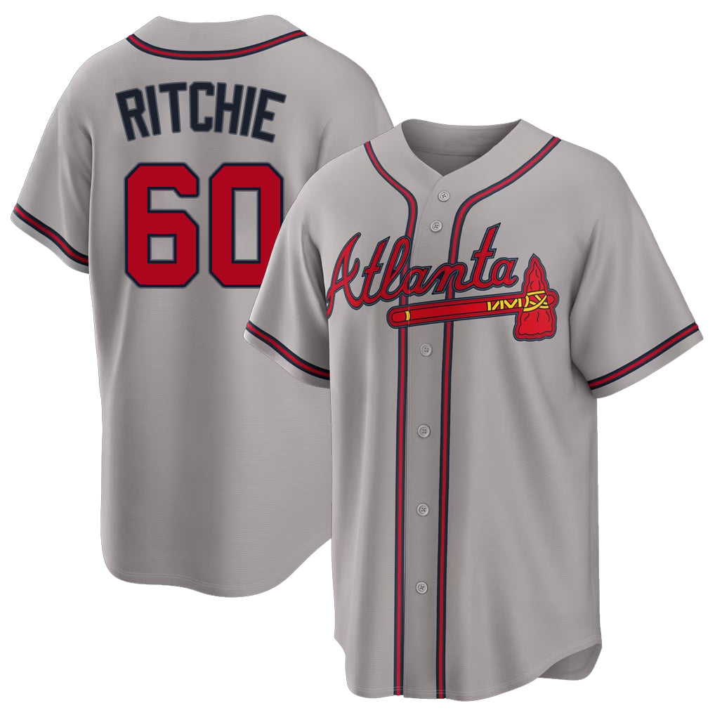 Atlanta #60 Ritchie Player Baseball Short Sleeve gray Jersey JR For Men Women Youth Gift
