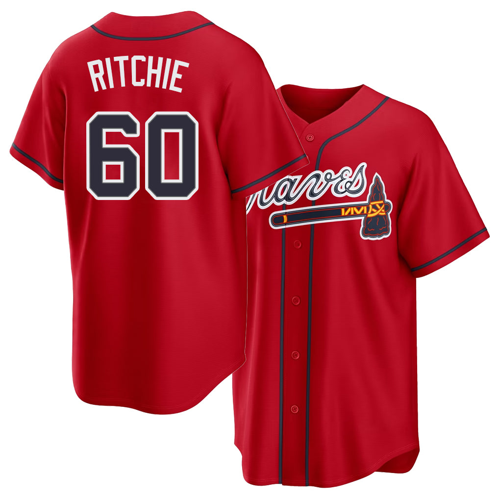 Atlanta #60 Ritchie Player Baseball Short Sleeve Red Jersey JR For Men Women Youth Gift