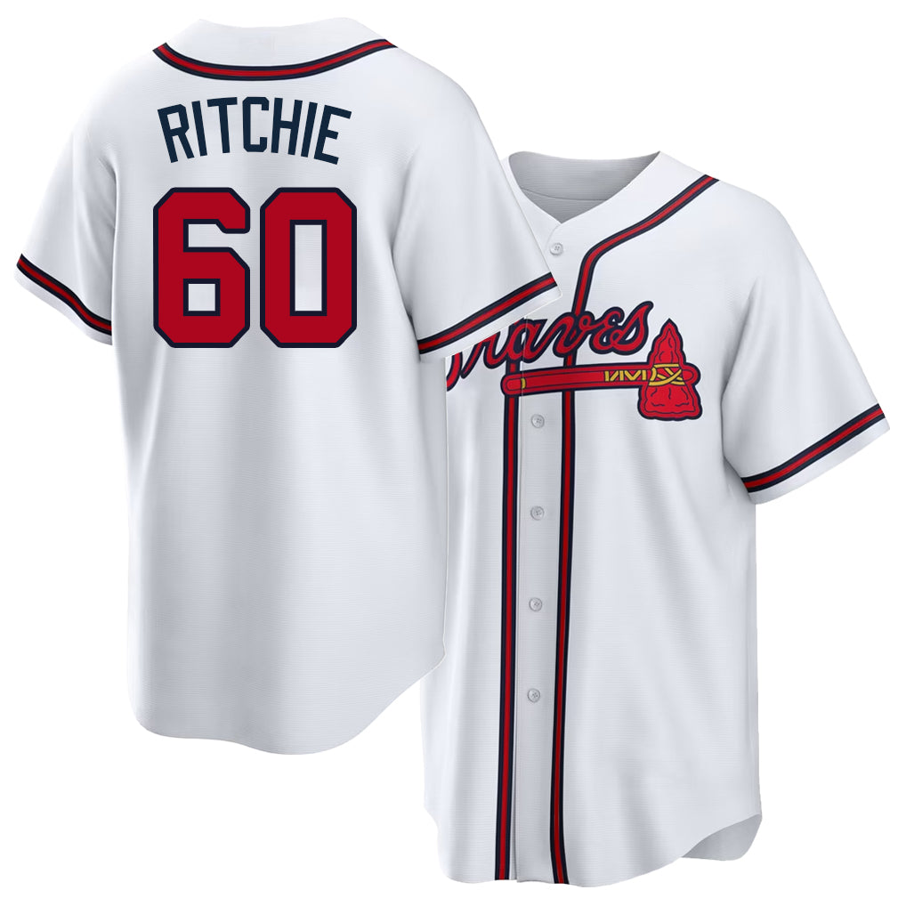 Atlanta #60 Ritchie Player Baseball Short Sleeve White Jersey JR For Men Women Youth Gift