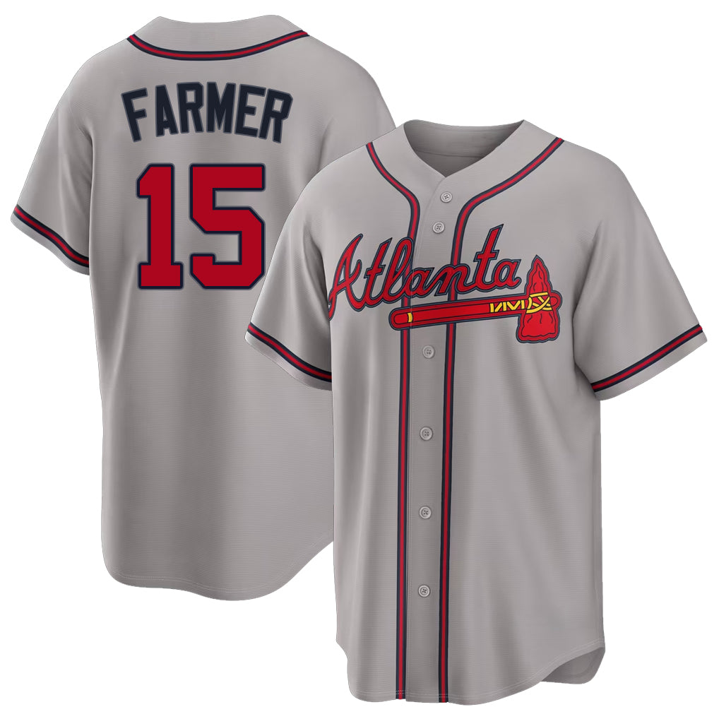 Atlanta #15 Farmer Player Baseball Short Sleeve gray Jersey Kyle For Men Women Youth Gift