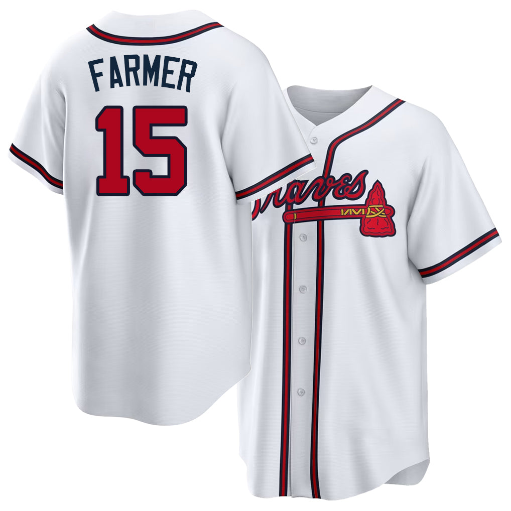 Atlanta #15 Farmer Player Baseball Short Sleeve White Jersey Kyle For Men Women Youth Gift