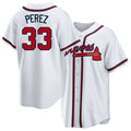 Atlanta #33 Pérez Player Baseball Short Sleeve White Jersey Martín For Men Women Youth Gift