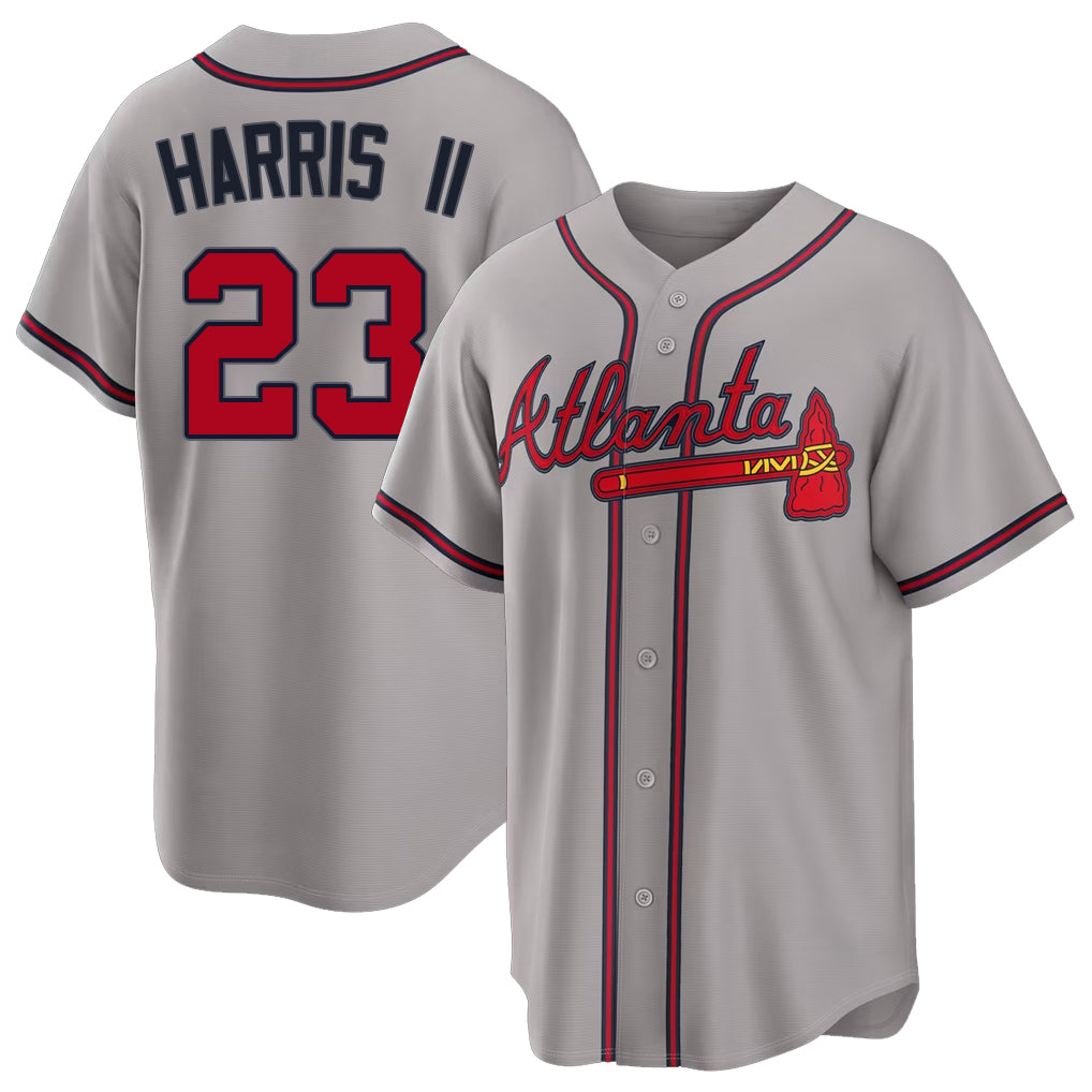 Atlanta #23 Harris II Player Baseball Short Sleeve gray Jersey Michael For Men Women Youth Gift