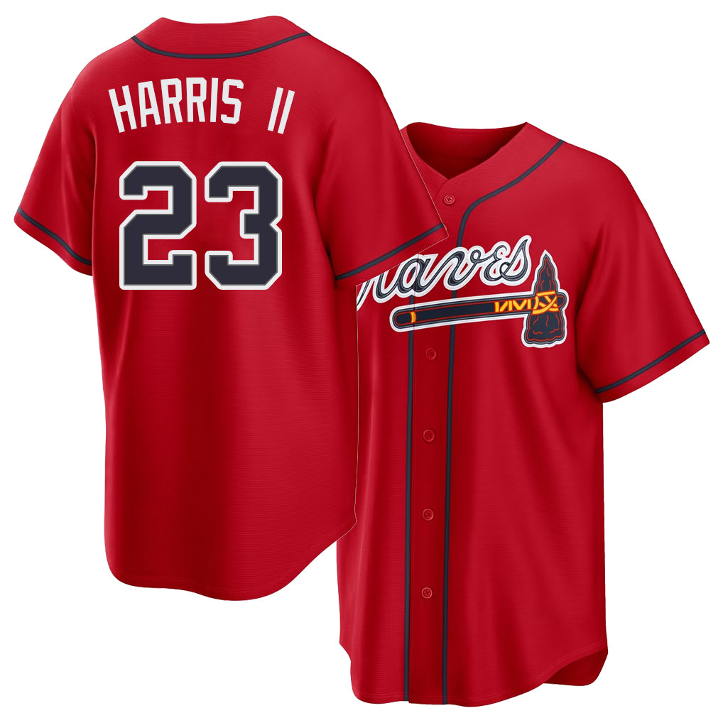 Atlanta #23 Harris II Player Baseball Short Sleeve Red Jersey Michael For Men Women Youth Gift