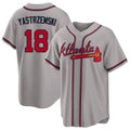 Atlanta #18 Yastrzemski Player Baseball Short Sleeve gray Jersey Mike For Men Women Youth Gift