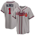 Atlanta #1 Albies Player Baseball Short Sleeve gray Jersey Ozzie For Men Women Youth Gift