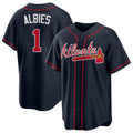Atlanta #1 Albies Player Baseball Short Sleeve Navy Jersey Ozzie For Men Women Youth Gift