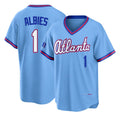 Atlanta #1 Albies Player Baseball Short Sleeve Powder Blue Jersey Ozzie For Men Women Youth Gift