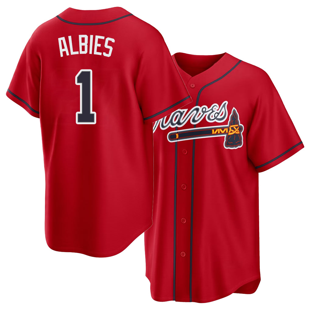 Atlanta #1 Albies Player Baseball Short Sleeve Red Jersey Ozzie For Men Women Youth Gift