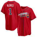 Atlanta #1 Albies Player Baseball Short Sleeve Red Jersey Ozzie For Men Women Youth Gift