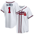 Atlanta #1 Albies Player Baseball Short Sleeve White Jersey Ozzie For Men Women Youth Gift